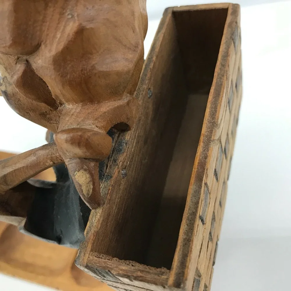 Vintage‎ Wooden Hobo Folk Art Mens Caddy Vanity Tray Dresser Organizer